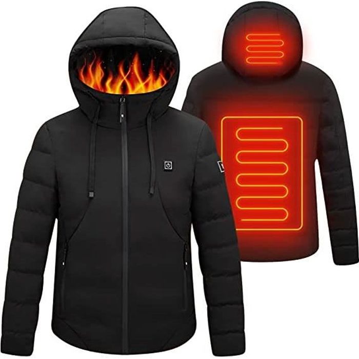 Veste Chauffante ZGEER Hommes Femmes Impermeable Coupe Vent 3 Niveaux de Chauffage noir Cdiscount Pret a Porter