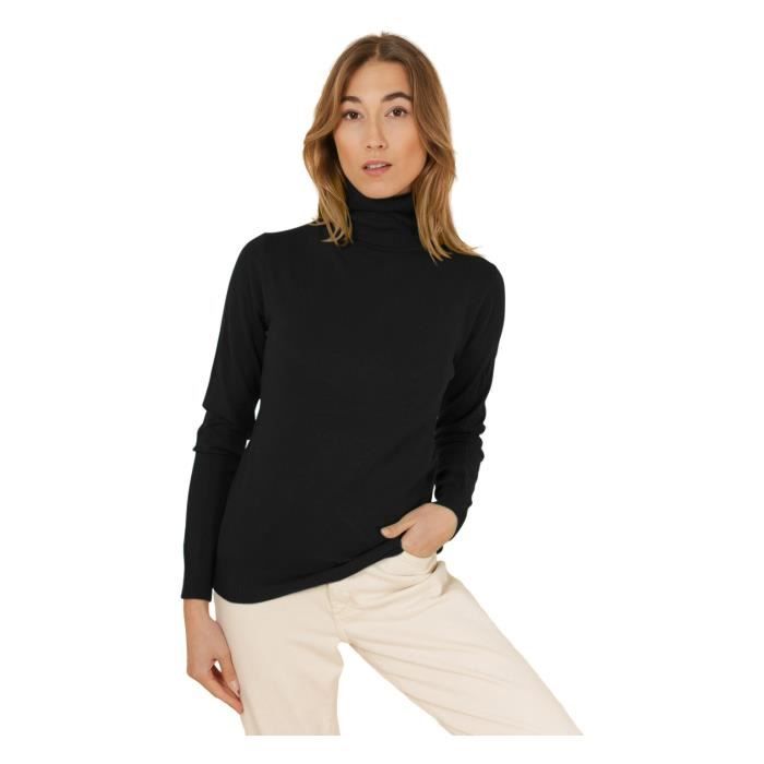 Pull femme manches longues col roule Ki Love Noir Noir Cdiscount Pret a Porter