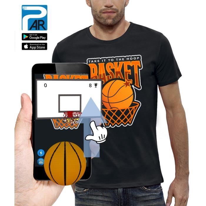 t-shirt 3d animé basketball - pixel evolution - homme - réalité augmentée