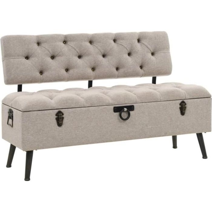 Creme 75x115x47 Cm Relaxdays Banc Dossier 2 Places Banquette