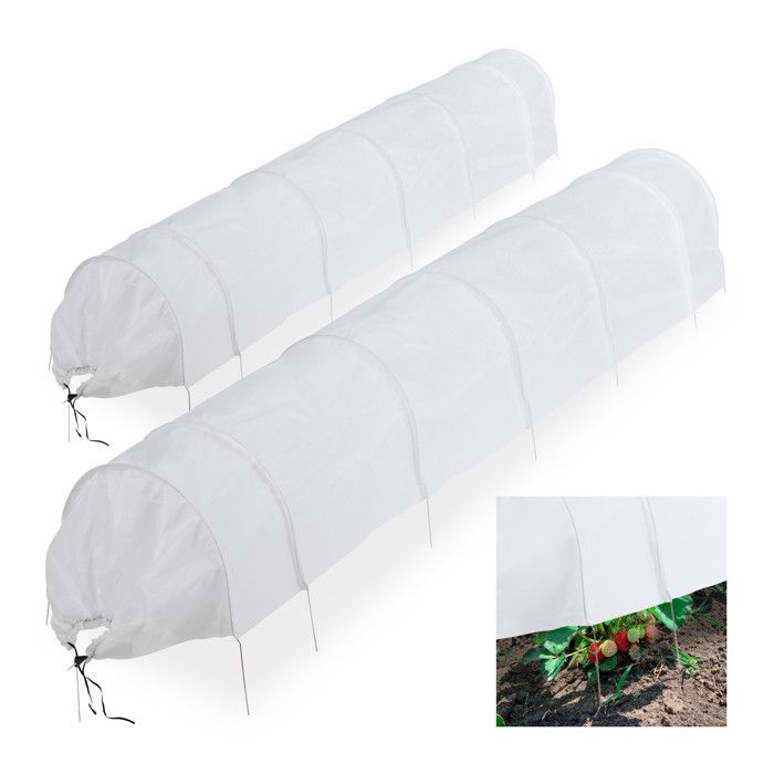 2 Tunnels De Culture Jardin - Maille Noire 300x45x45 Cm - Protection Gel Et Insectes
