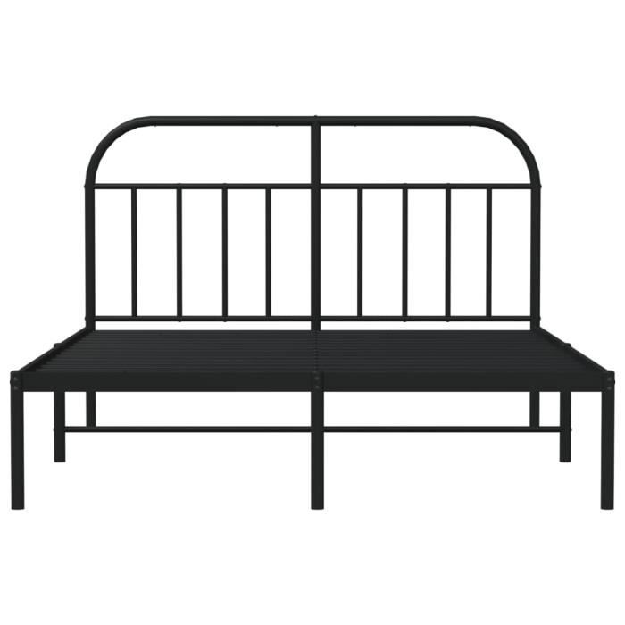 Zinus Heidi Lit Double 140x190 Cm Cadre Métal Noir - Tête Et Pied Avec Rangement Sous Lit