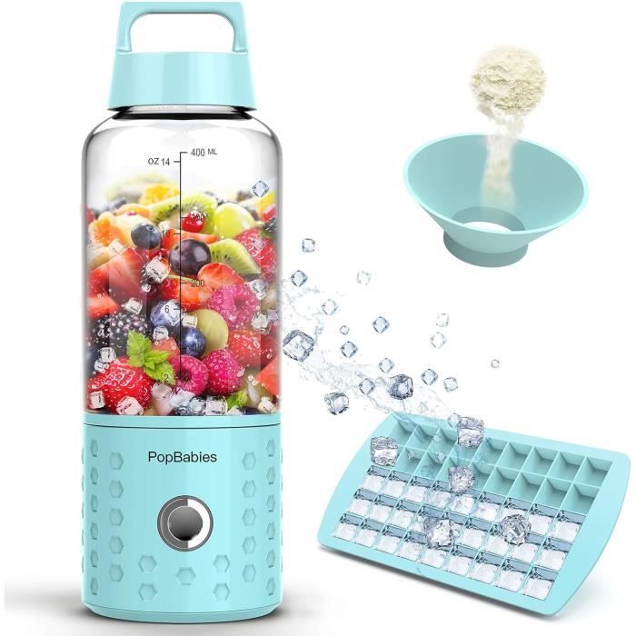 Mixeur Portable 340ml Sans Fil - Mini Blender Personnel Pour Smoothies Avec Couvercle Et Paille