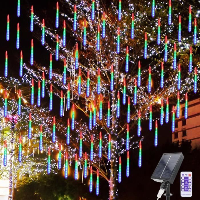 Guirlande Lumineuse Solaire Météores Pluie - 10 Tubes 30 Cm, 240 LEDs, IP67 Étanche - Pour Noël, Jardin, Fête (Télécommande) - 2