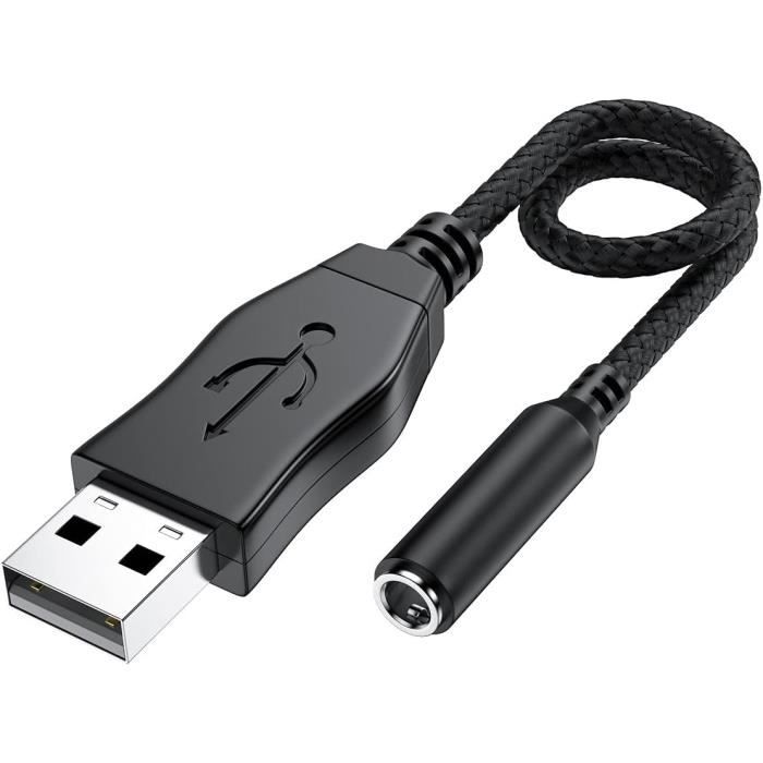 ENVEL Carte Son USB Vers 3.5mm - Adaptateur Audio Externe Pour PC, PS4, Casque Micro