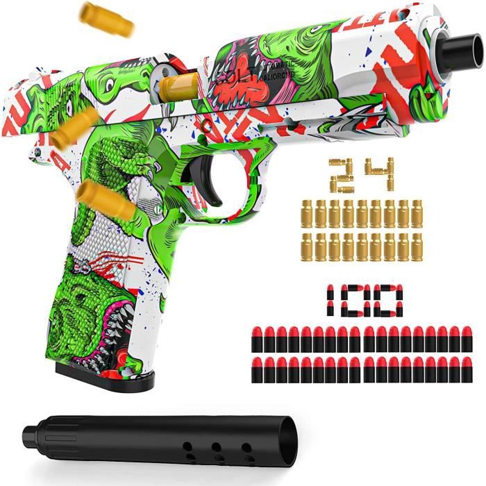 Pistolet à Fléchettes Mousse Double Canon - Éjection De Coquilles, Portée 9m, Pour Enfants 8+ Ans
