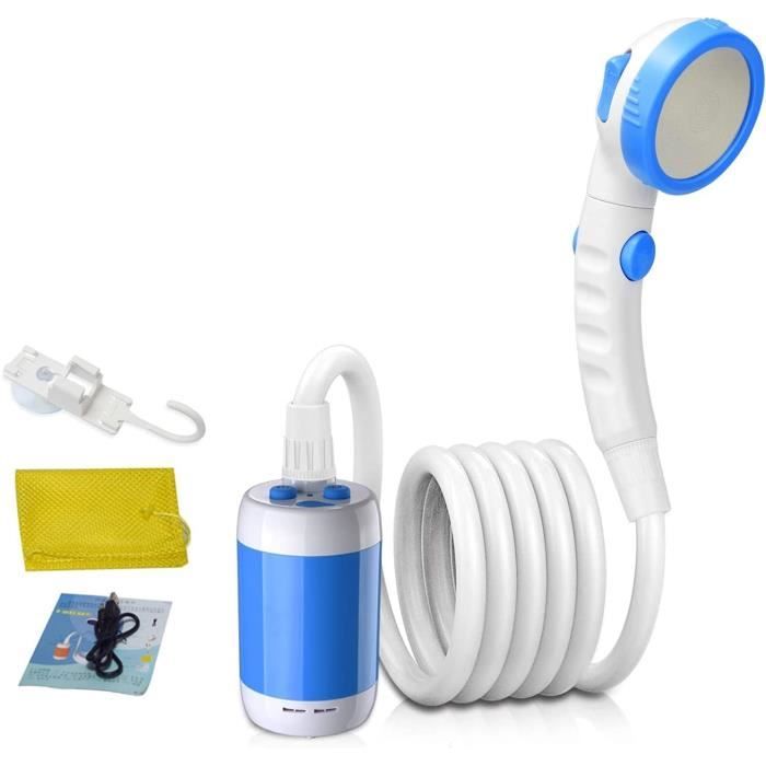 WADEO Camping Douche Portable Douches de Randonnée Voyage, Batterie Rechargeable, Pommeau Douche Tuyau Pompe Douchette Camping Car Tente 12v en destockage et reconditionné chez