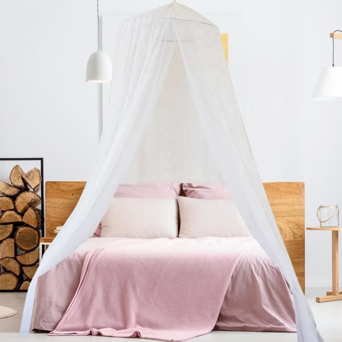 Moustiquaire De Lit Double Suspendue - Protection Anti-moustiques 360° - Pour Maison, Voyage, Camping - Blanche
