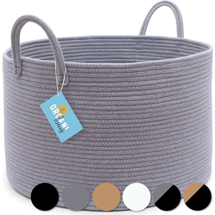Panier De Rangement Bébé En Corde De Coton Tressé - Avec Poignées, Pliable - Pour Vêtements, Jouets, Cadeau Prénatal - 7