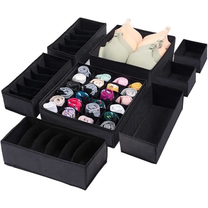 Lot 8 Organisateurs De Tiroir Pliable Yidaxing Gris - Rangement Sous-Vêtements Chaussettes