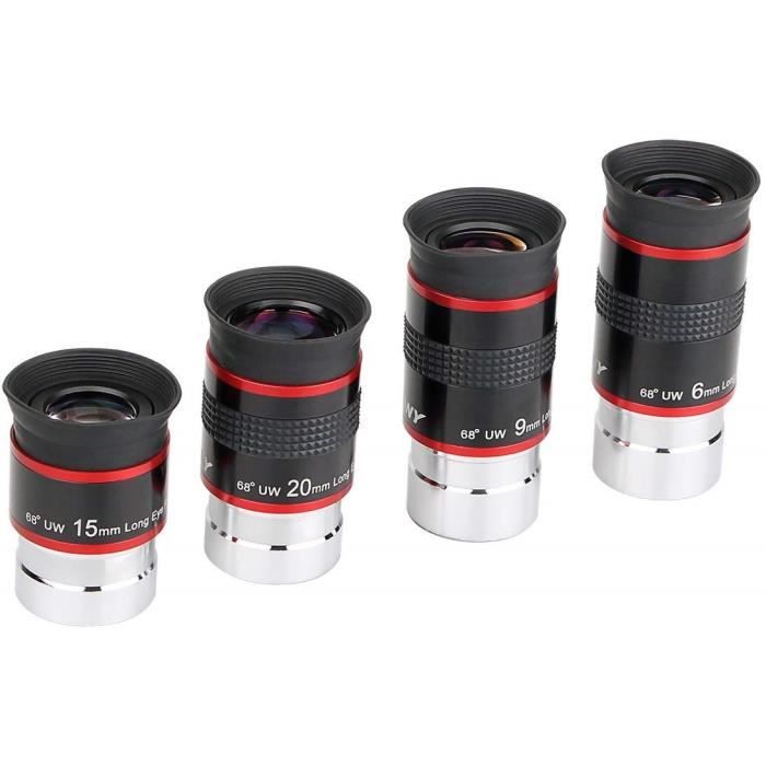Svbony Telescope Oculaire 1,25" kit oculaire Telescope FMC Oculaire 6-9-15-20mm Oculaire 68° Oculaire pour Telescope (6-9-15-20mm)