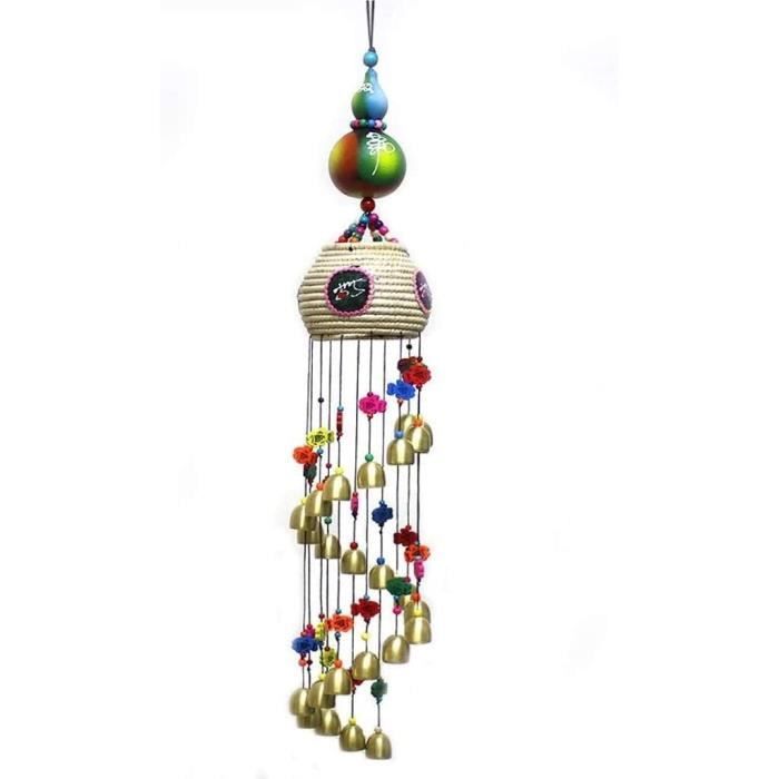 Carillon à Vent En Coquillages Naturels - Décoration Jardin Boho - Pour Balcon, Terrasse, Fenêtre - Longueur 67-70cm