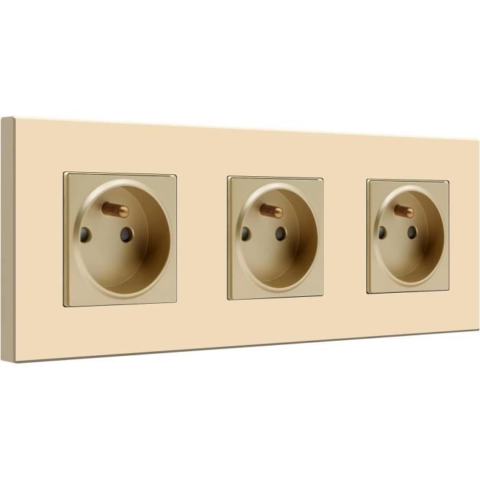 Triple Prise Schuko Murale Encastrable – Navaris – Cadre En Verre – Design Moderne