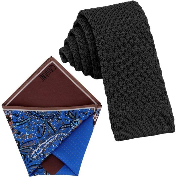RBOCOTT Cravate Fine Unie + Mouchoir Poche + Pince – Lot Élégant Homme – Qualité Premium