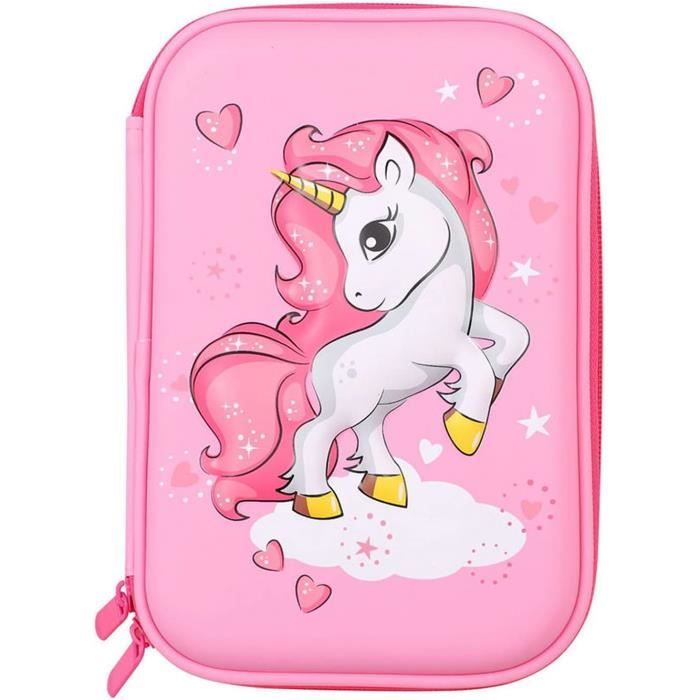 Trousse à Crayons Télescopique BrainyBees - Licorne Rose - Capacité 90 Crayons - Design Kawaii