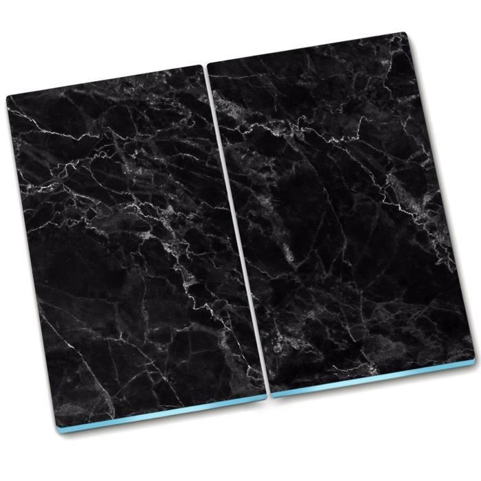 Tulup Planche a découper 60x52cm chaleur Pour cuisine Glass Protection de Splash - Marbre noir