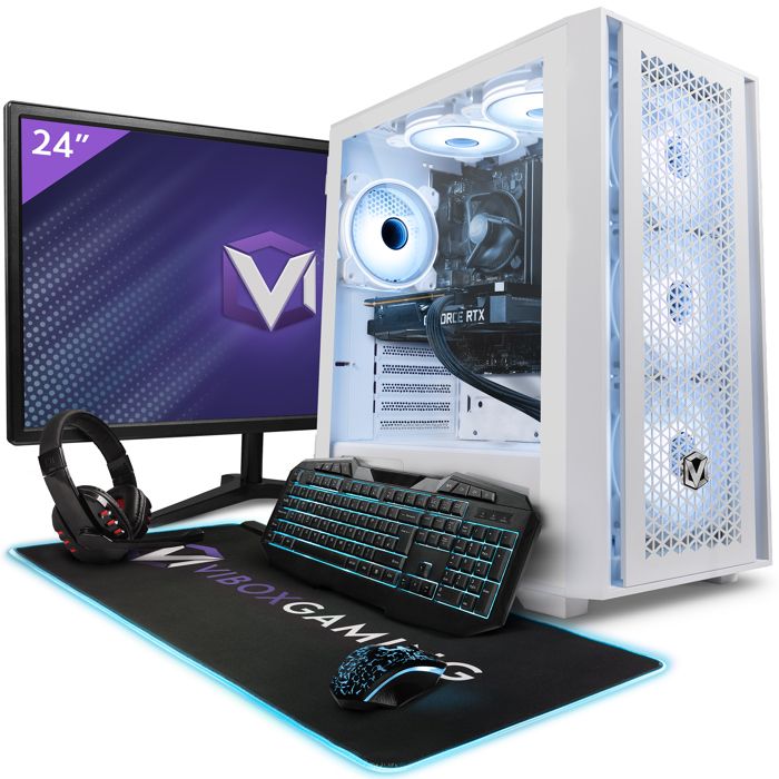Vibox II-60 PC Gamer – 23 Écran – Intel i5 10400F – GT 1030 2Go – 16Go RAM – 1To NVMe SSD – Win11 – WiFi