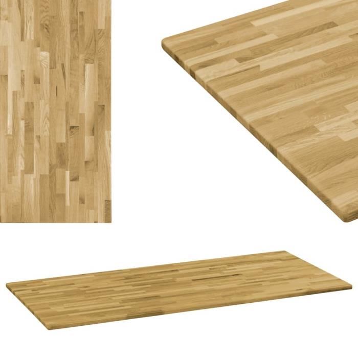 Dessus De Table Bois De Chene Rectangulaire 23 Mm 120x60 Cm Brun