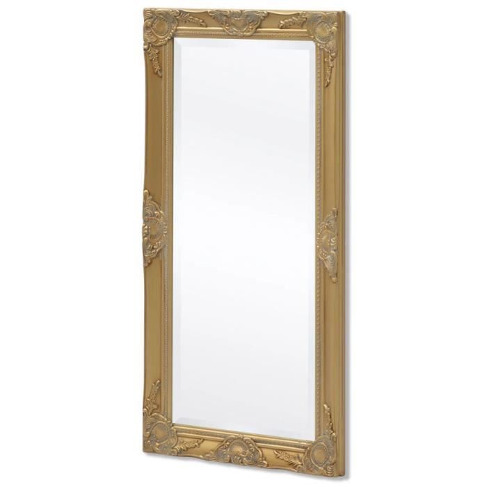 Miroir mural - VIDAXL - Baroque - 100 x 50 cm - Doré - Bois massif - Intérieur