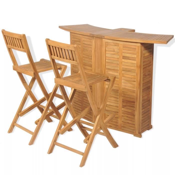 VidaXL Mobilier de bistro 3 pcs Bois de teck - vue 2