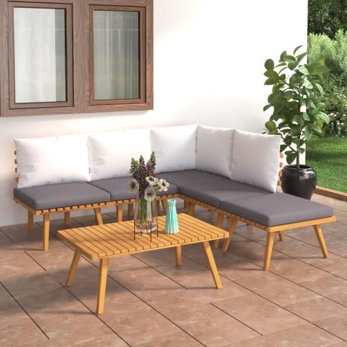 vidaXL Salon de jardin 6 pcs Acacia solide - vue 2