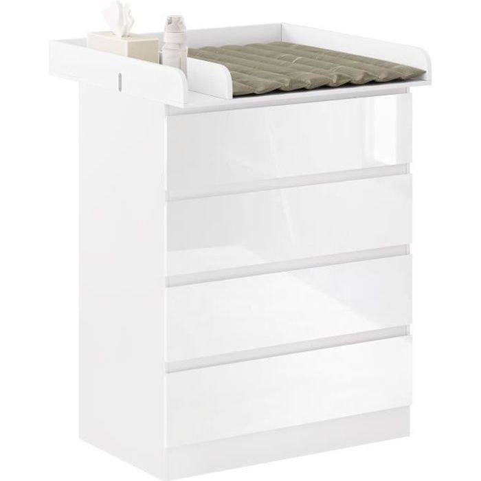 WOLTU Table à Langer Commode Bébé à Langer avec 4 Tiroirs en MDF et en Bois d’Ingénierie 80x75x109 2cm Blanc W0ETT0019 WOLTU Table à Langer Commode Bébé à Langer avec 4 Tiroirs en MDF et en Bois d’Ingénierie 80x75x109 2cm Blanc W0ETT0019