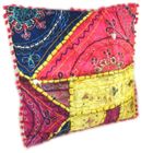Les Trésors De Lily P8799 - Coussin ethnique /"Boho/" rose jaune violet patc...
