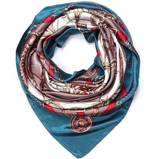 Foulard Femme En Satin Bkemkri 90x90 Cm - Imprimé Luxe, Polyvalent Pour Toutes Occasions