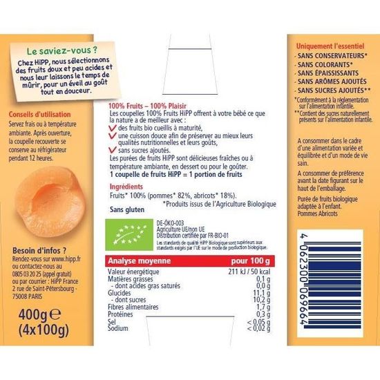 Hipp Biologique 100 Fruits Compote Pommes Abricots 4x100 G Des 4 6 Mois Achat Vente Compote Dessert Fruite Hipp Biologique 100 Fruits Compote Pommes Abricots 4x100 G Des 4 6 Mois Cdiscount Pret A Porter