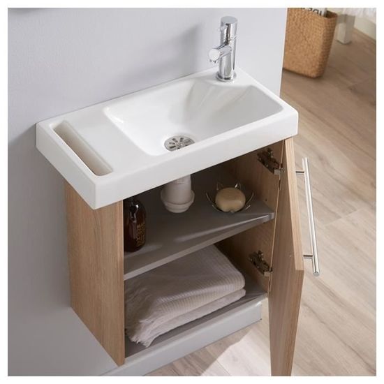Meuble Lave Main A Faire Soi Meme Meuble Lave Mains Couleur Chene Pour Toilette Avec Robinet Eau Froide A Droite Achat Vente Lave Main 163126 Meuble Lave Mains Cdiscount
