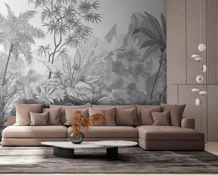 Papier Peint Panoramique Elégant Tropiques 360x250 cm Jungle style en ...