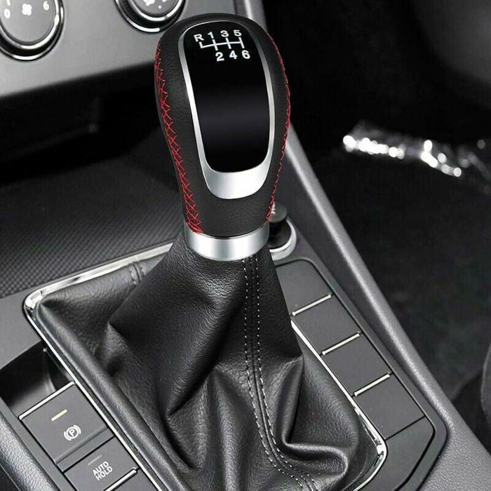 Pommeau De Vitesse En Cuir Noir 5 Vitesses - Compatible Clio 3/4, Mégane 2/3, Laguna 2 - Avec Adaptateur, Installation Facile