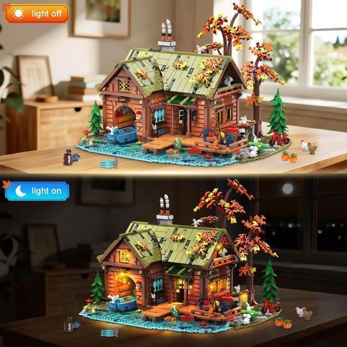 INSOON Cabane Forestière à Construire avec LED, Chalet en Bois, Décoration, Cadeau Enfant Adolescent dès 12 Ans - Jeux - Jouets