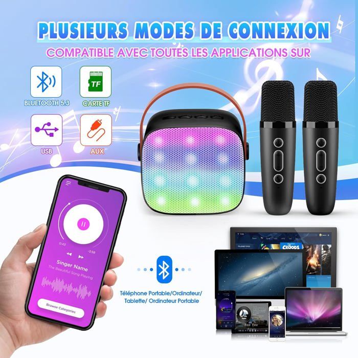 Microphone Jouet Enfant 3 Ans Enceinte Karaoké Portable Machine Karaoké