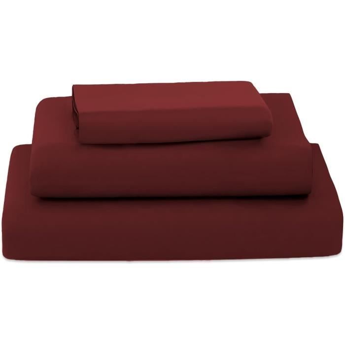 FARFALLAROSSA Parure De Lit 90x190-200 3 Pièces 100% Coton - Drap Housse 90x200 cm - Drap Plat 1 Personne 160x280 cm - 1 Taie d'oreiller 50x80 - Rose