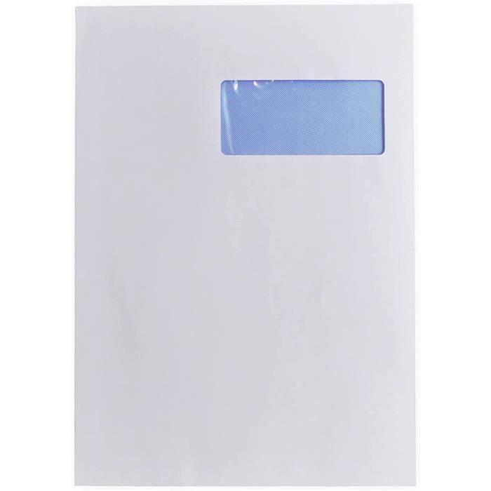250 Enveloppes Kraft Blanches A4 C4 Avec Fenêtre - Format 229x324 Mm - Fermeture Autocollante