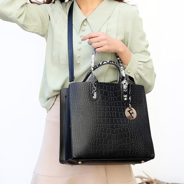 CITETOILE Ensemble de 2 Sacs Noir Sac main Portefeuille Grande