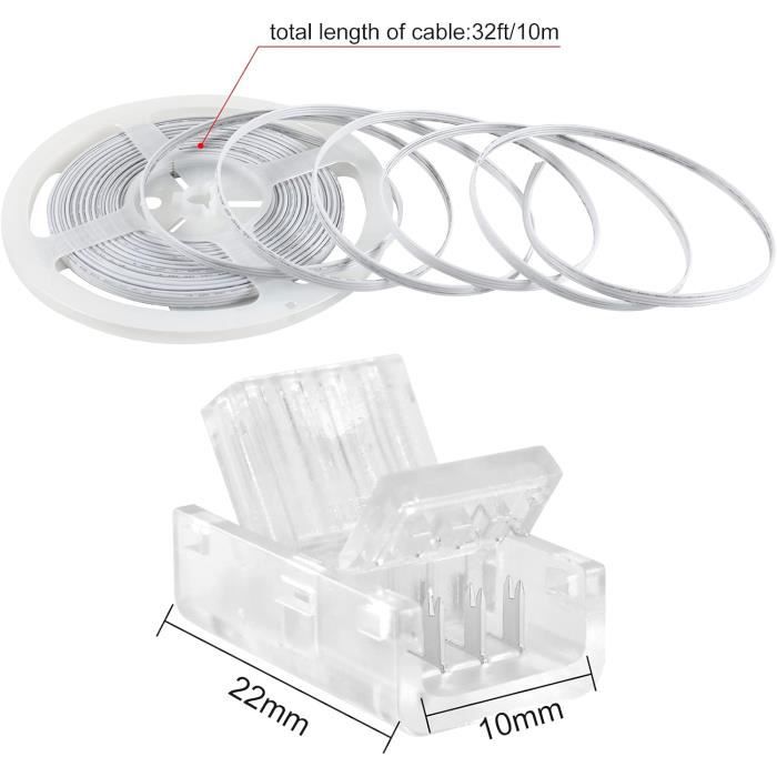 Rallonge de câble de connexion à 4 broches pour ruban LED RVB 10 m avec 4  connecteurs rapides pour bandes LED RVB 5050 3528 28[651] - Cdiscount Maison