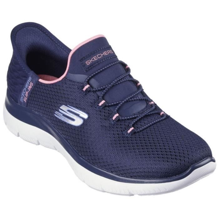 Mocassins Femme Bleu Skechers 150123 NVPK Slip ins Hands Free Textile