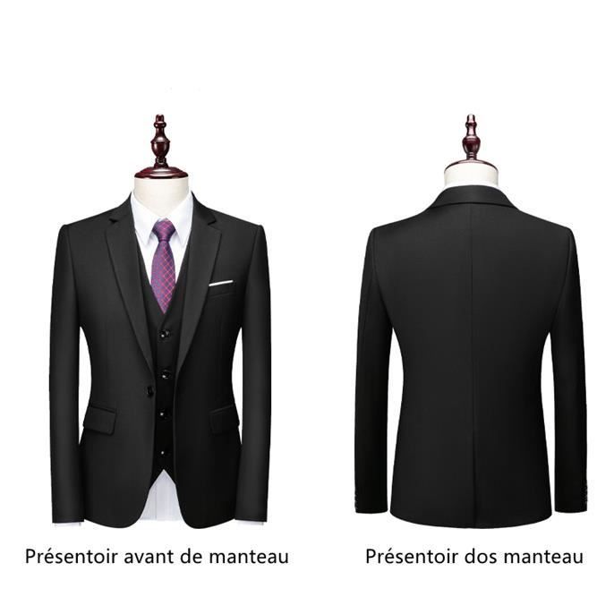 Costume homme 3 pieces marque de luxe style basique style decontracte couleur unie 16 couleurs un bouton blazer Violet Cdiscount Pret a Porter