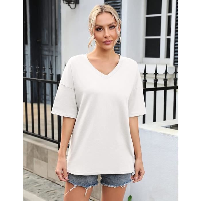T shirt blanc oversize femme store