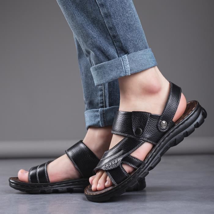 Sandales Pour Homme Réglables - Semelle En Latex Antidérapante, Confortables Pour L'Été, Intérieur/Extérieur - 2