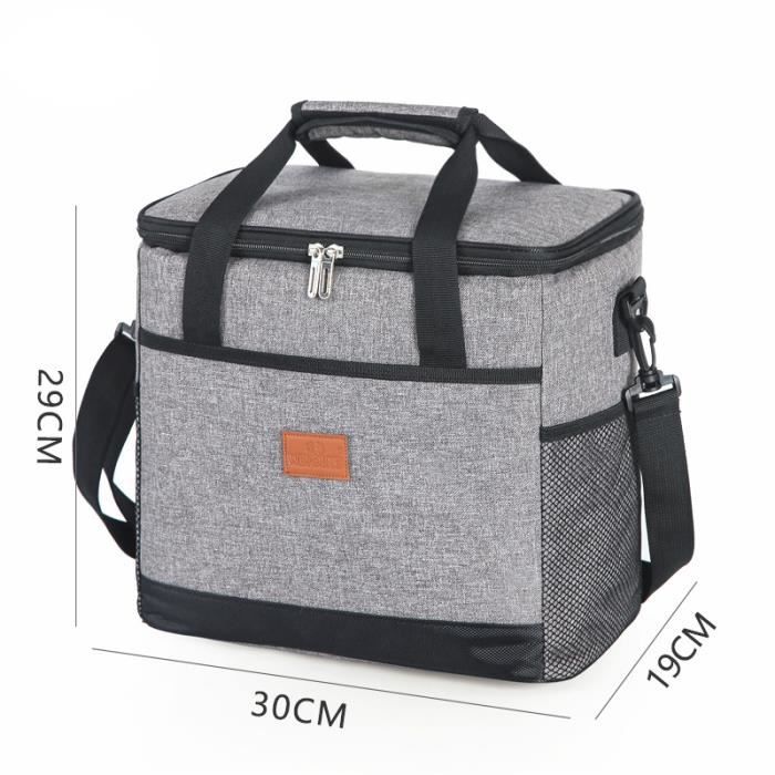 Sac Isotherme 15L, Glacière Souple Isotherme, Sac Picnic Pliable Grande Capacite Impermeable Sac Refrigerant A Repas Gris Darmowade