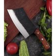 DENGJIA couteaux à légumes en acier au carbone faits à la main chinois et couteau à trancher couperet à viande de cuisine-2