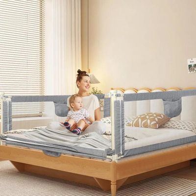 Barrière De Lit Enfant Pliable 200 Cm - Hauteur Réglable 70-98 Cm, Maille Respirante | Anti-chute, Sécurité Bébé - 8