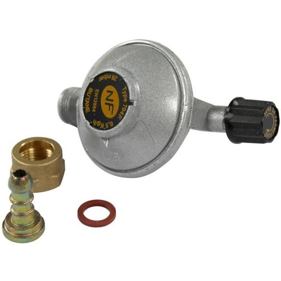 Régulateur De Pression Pour Bonbonne De Gaz Butane - Avec Valve Sécurité Et écrou Mobile - 12