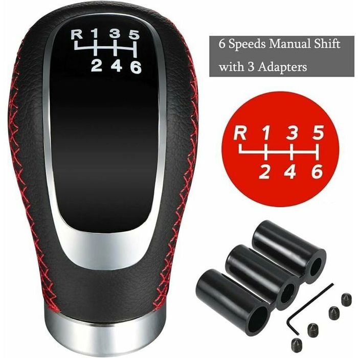 Pommeau De Levier De Vitesse Universel Blanc - Diamètre 7 Cm, Livré Avec 3 Adaptateurs