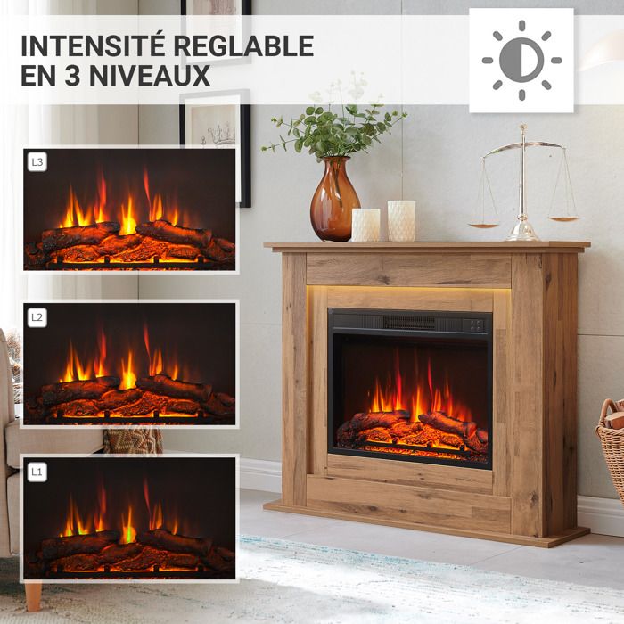 Cheminée électrique BALDERIA Finn - Cheminée sur pied, chauffage 2000 W ...