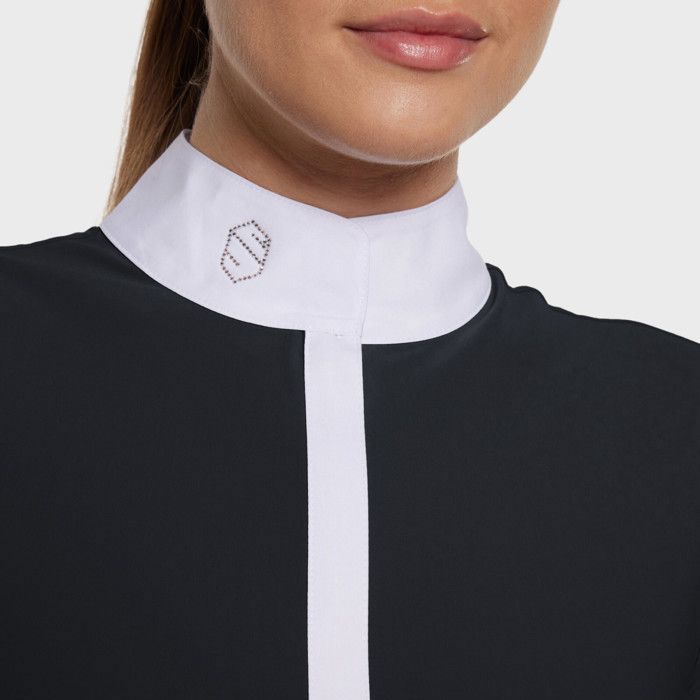 CHEMISE FEMME STRETCH MANCHES COURTES EXCESS - Blanc imprimé et