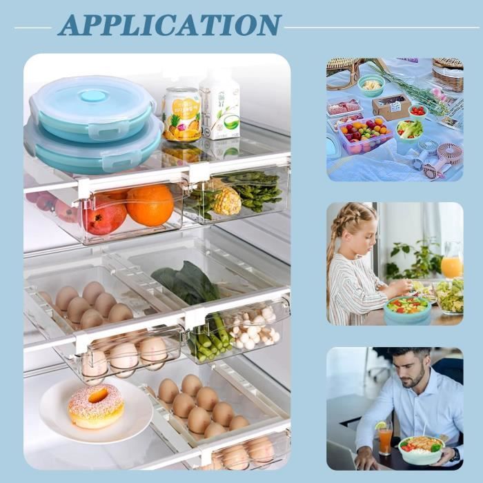 UptVin Lot De 3 Bols Pliables, Bol De Camping Portable Avec Couvercle, Bol à Salade Portable